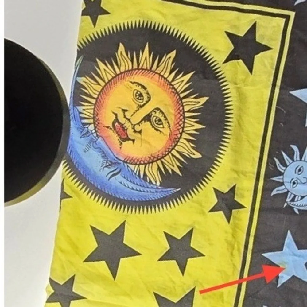 Boho Sun Moon Stars cotton Wall Hanging Throw Blanket Yellow Black Green full sz